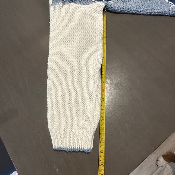 Vintage Huntington Ridge Blue & Cream Heart Hand Knitted Sweater Size M - Picture 4 of 7